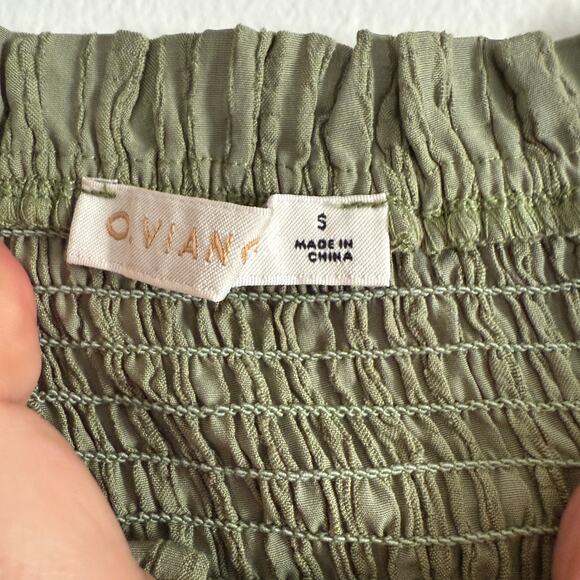 O. VIANCA | Green Ruched Puff Sleeve Corset Boustier Style Crop Top | Small - Picture 2 of 6